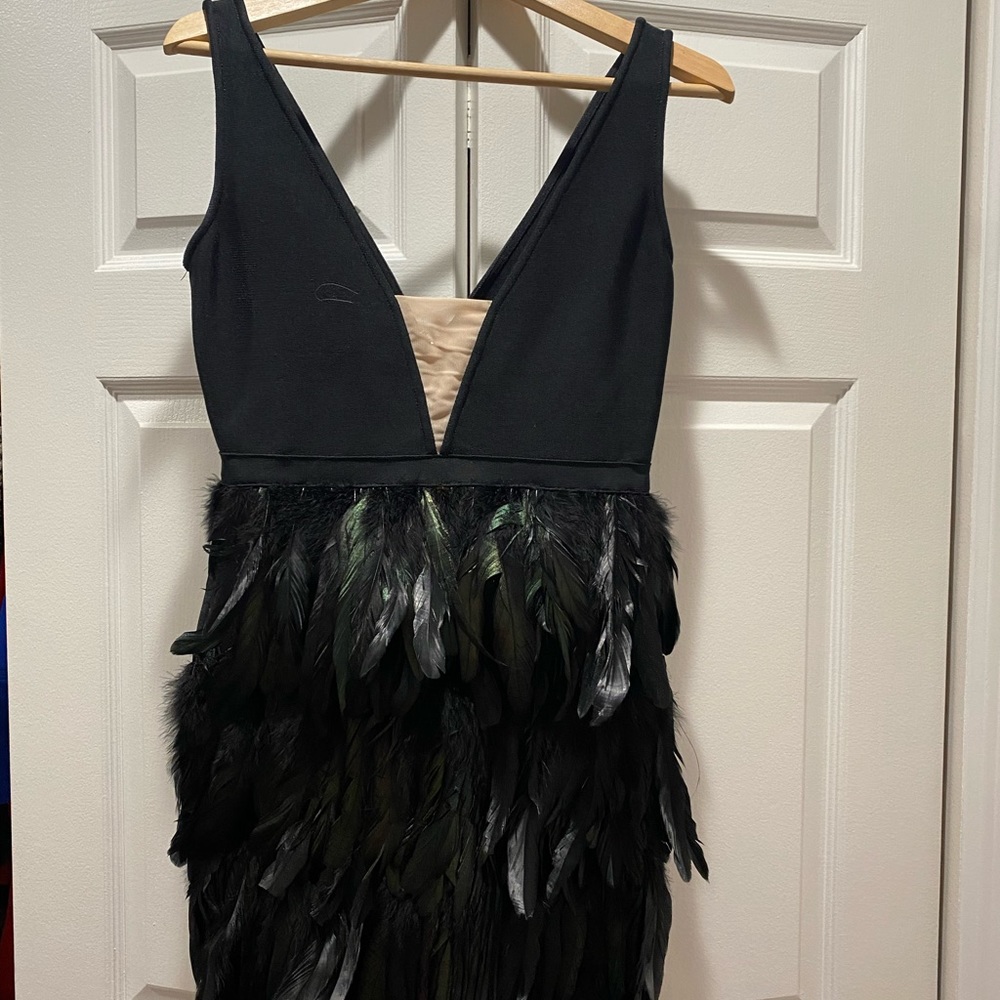 Black Bandage dress with feathers Size S